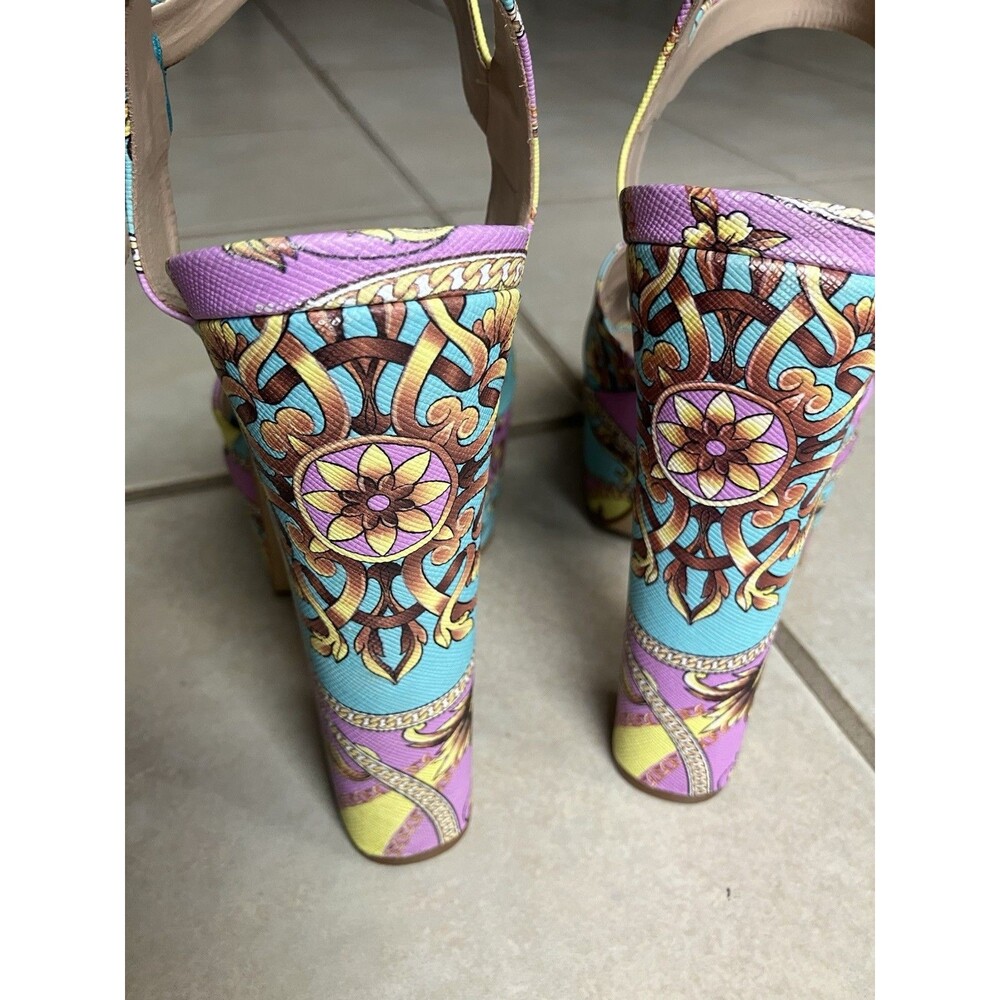 Aldo Platform High Heels Camelia Multicolor Ankle Strap Heels Boho 8.5 RARE - Picture 4 of 6